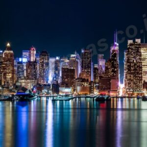 תמונה פנורמית להדפסה: קו רקיע ניו יורק בלילה | מס' W-012